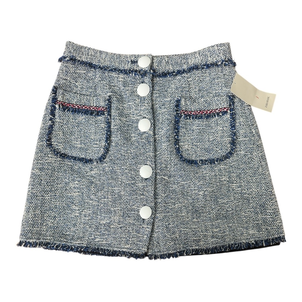 Zara tweed miniskirt. Blue/white Size medium NWT